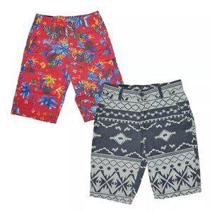 Carbon Longboard Shorts 2 Pair Men's Size 26-28 Boys 14-16 2 Pack Lot NWT